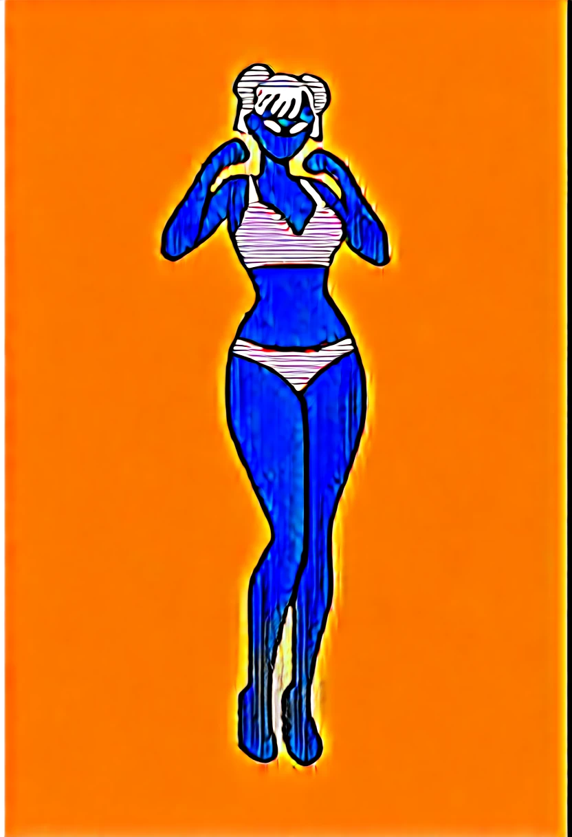 realistic style, Full body image, chun-li Black skin, flex pose, face Contempt, evil smile, white hair short, Lingerie hyper sexy Transparent , sweating, body a little fat, Hyper realistic night beach background, Japanese writing on the edges with Shangri-La written on at the edges, Angle from bottom to top
