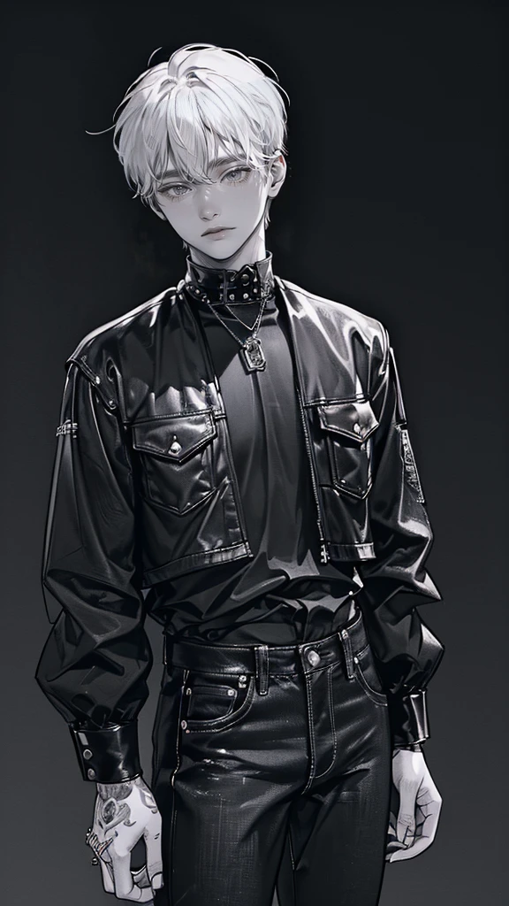 (4K works))、masterpiece、(top-quality)、((Black cityscape background))、Indonesian Male、Adult male、((Adult 30 years old))、((Adult uncle type))、((Leather Jeans Style))、Cool Men、tall、((Wild features))、((Wild look))、((angry expressions))、((Long sleeve long trouser style))、((Diamond face))、((Thin Almond eyes))、Slim body、(((short-haired)))、((Shot alone))、((Solo Photography))、Professional Photos、((He is in front of the viewer))、((Monochrome photography))、((Upper body photography))、((Wear a lot of piercings))、((Piercing on the lips))、((Tongue piercing))、((Icon Photo))、((Sick Boyine Boys))、((sassy pose))