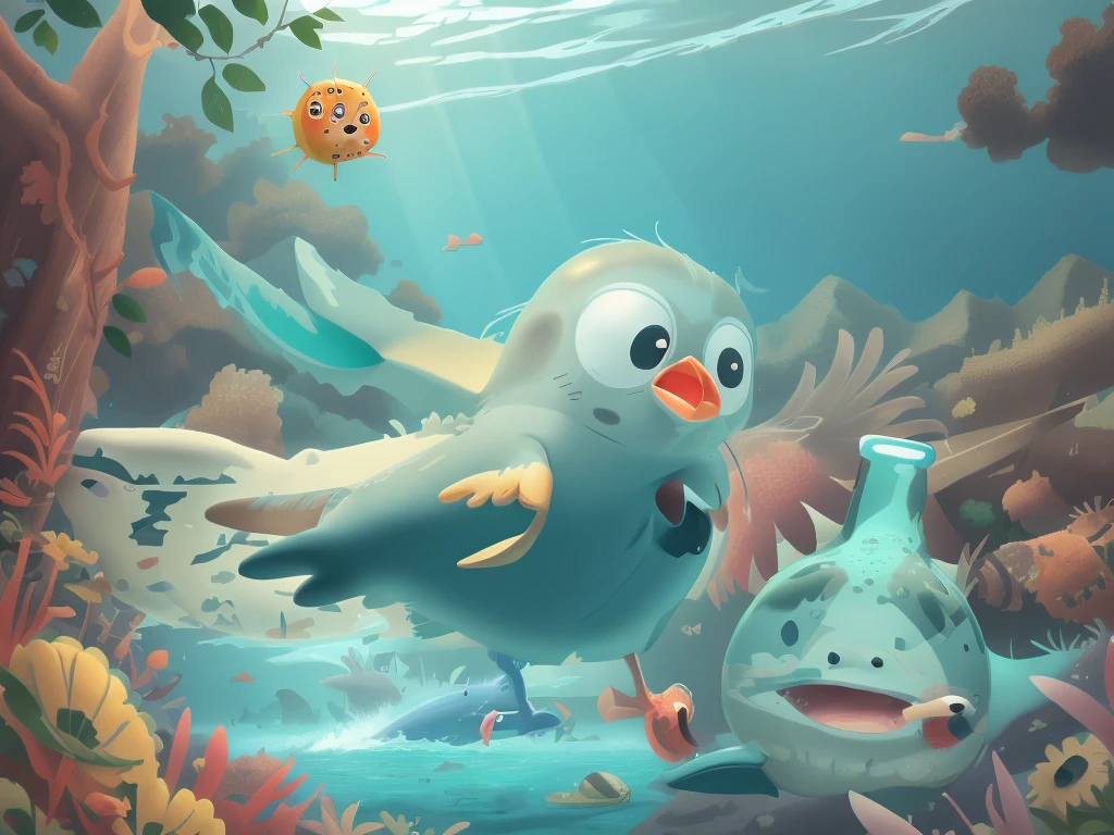 Puffer fish hit by dolphin