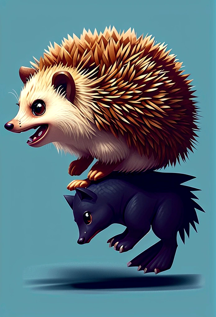 A jumping hedgehog，Side view，Game UI asset design，Game 2D Icon，Logo，Skill Icon，Dark background，Basic Background