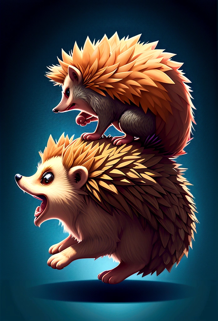 A jumping hedgehog,Side view,Game UI asset design,Game 2D Icon,Logo,Skill Icon,Dark background,Basic Background