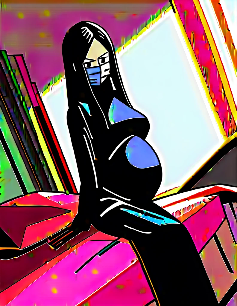 Score_9, Score_8_up, Score_7_up, source_anime, Kasuganoray, pale skin, long scrubbed hair, surgical mask, surgical cap, long sleeve maternity dress, tight, 
1 girl, pregnant, solo, rubber gloves, looking down, frowning, operating bed, in the operating room, standing,