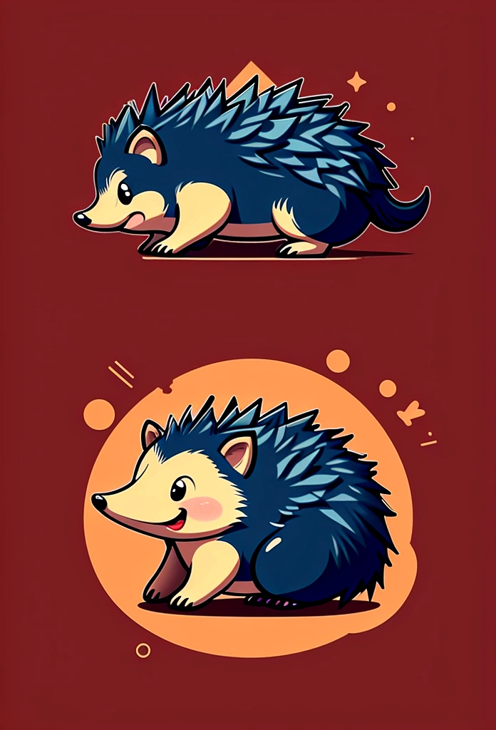 A jumping hedgehog,Side view,Game UI asset design,Game 2D Icon,Logo,Skill Icon,Dark background,Basic Background