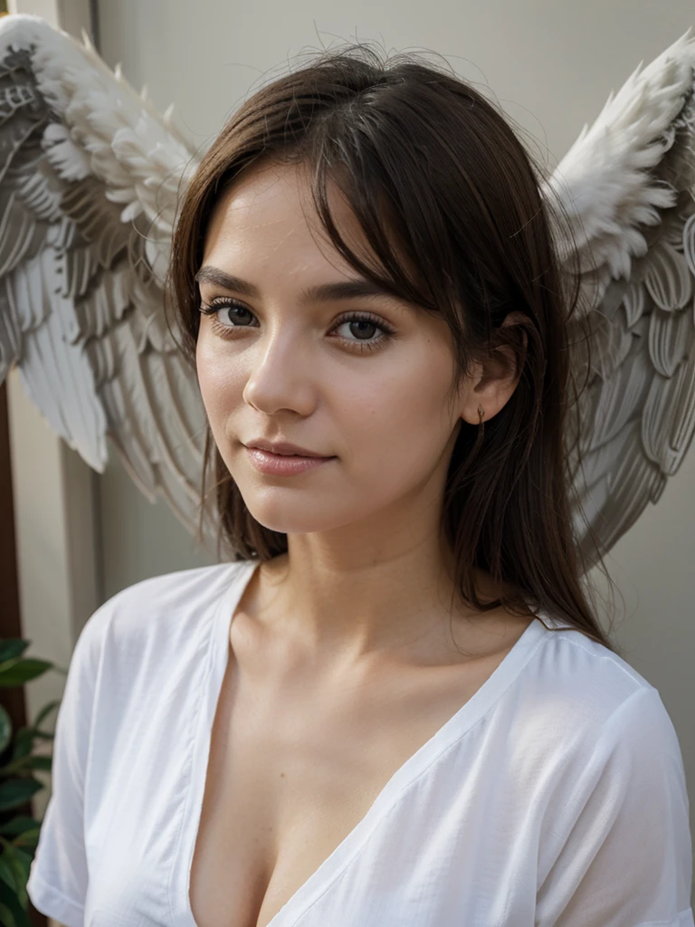 Make this photo into an angel at heaven