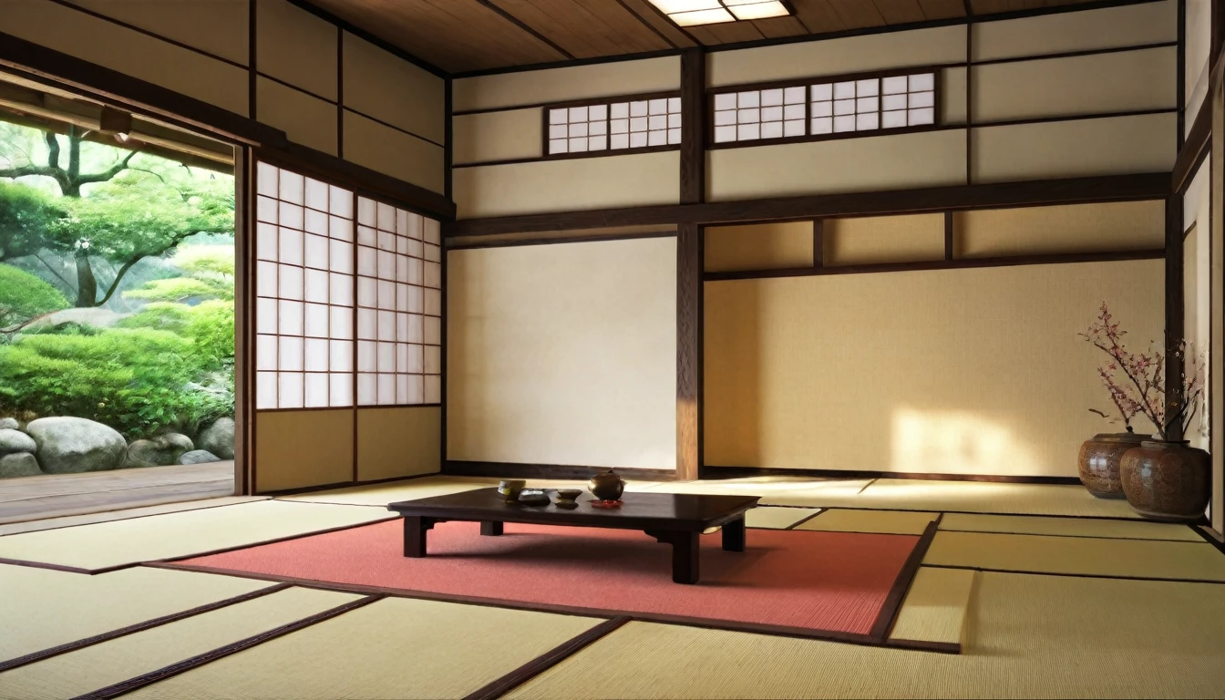 Old house in Japan, Japan tatami room,Japanese living room,Blur the background,Glitter effect,Highest quality, 8K, High resolution, masterpiece:1.2, Very detailed, Realistic:1.37, High resolution, 超High resolution, Ultra-fine painting, Very detailed, Professional, Vibrant colors