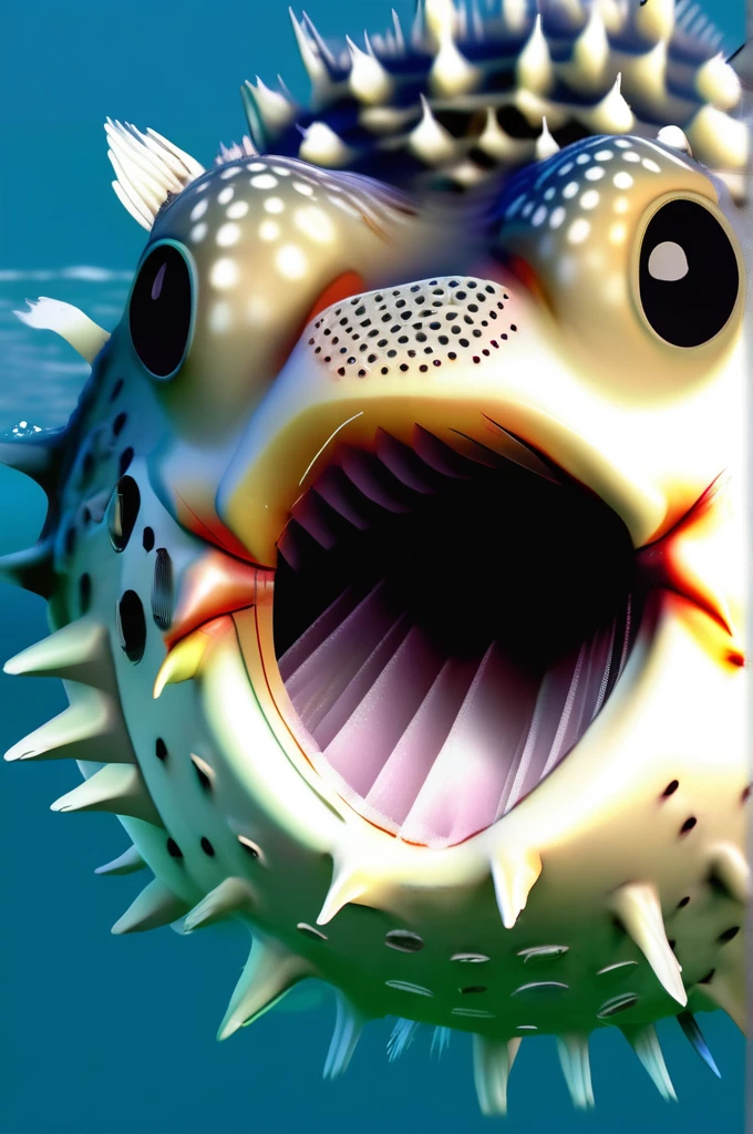 Puffer fish hit by dolphin
