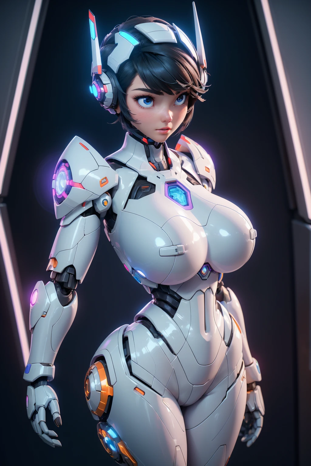 Alafid woman in futuristic outfit posing for photo, Wear futuristic white armor, Girl in mecha cybernetic armor, Unreal Engine Rendering + welcome, Robot porcelain armor, Shining white armor, Female robot body, Beautiful and charming robot woman, Diversified cyber litigation, Beautiful robot woman, Beautiful white robot girl, Wearing futuristic armor, Perfect Woman,huge , Crazy breast swelling, Chest larger than shoulder blades, Big breasts and thin waist,(huge breasts:1.2),Hydrated skin((rogue))((非常huge乳房)),((Grooves reveal original skin))
