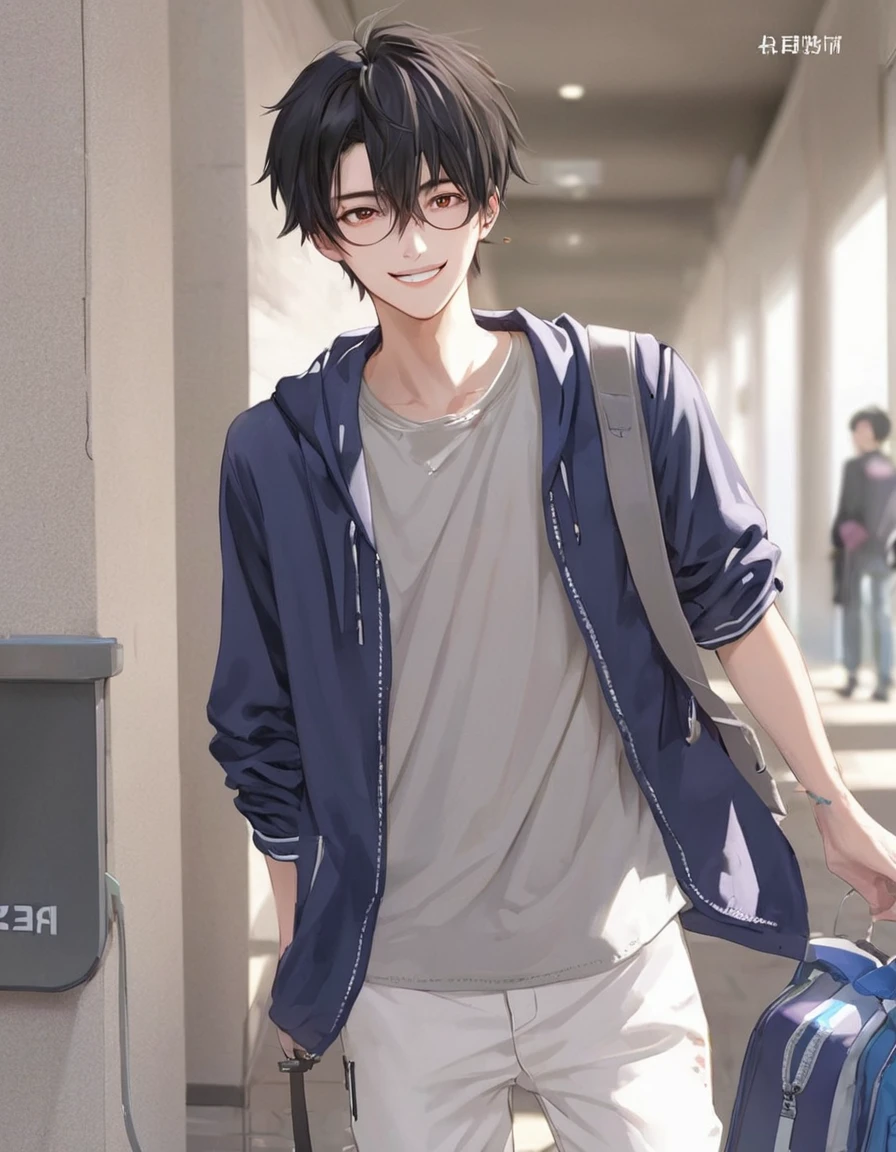 cool、university student、smile、male、Xia Youjie