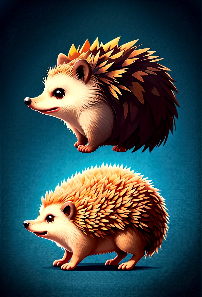 A jumping hedgehog,Side view,Game UI asset design,Game 2D Icon,Logo,Skill Icon,Dark background,Basic Background