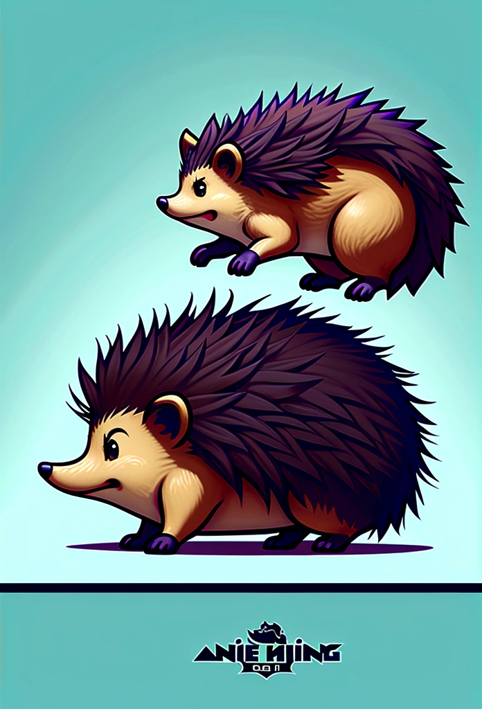 A jumping hedgehog,Side view,Game UI asset design,Game 2D Icon,Logo,Skill Icon,Dark background,Basic Background