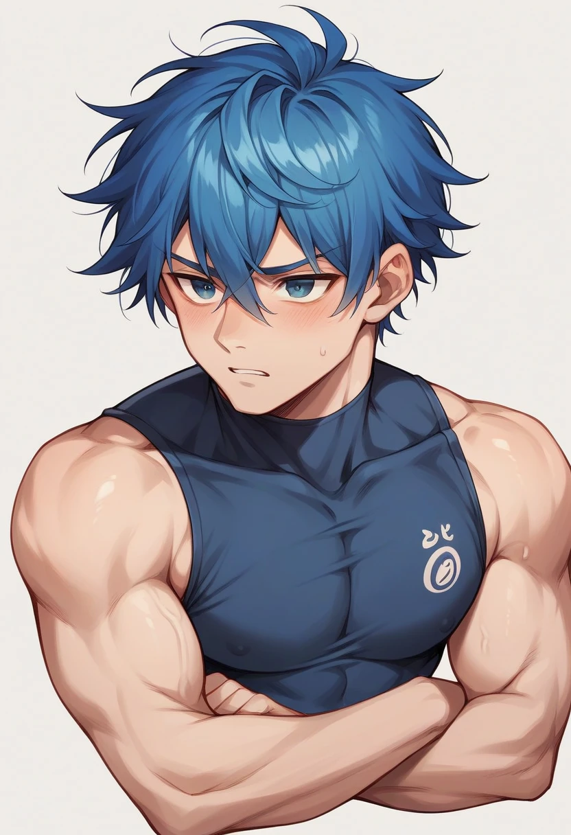 Boy blue hair baground cyclone
