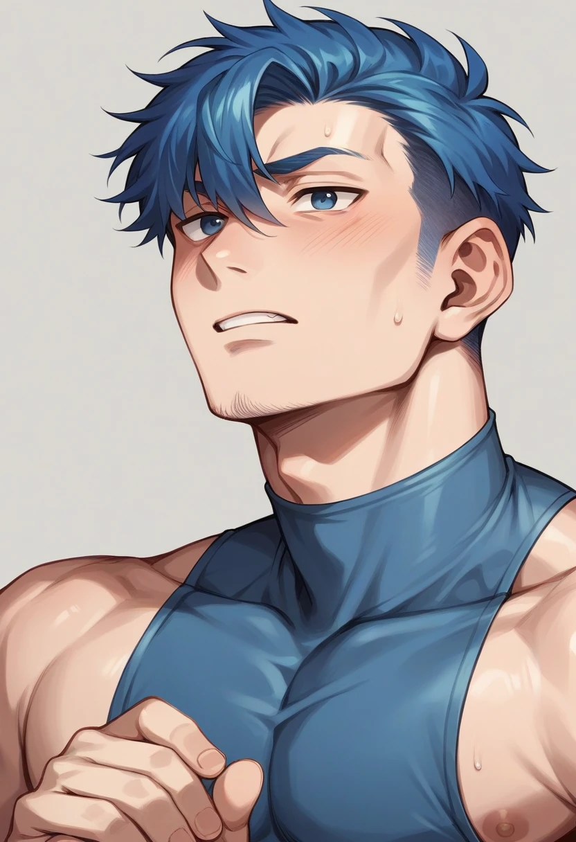 Boy blue hair baground cyclone
