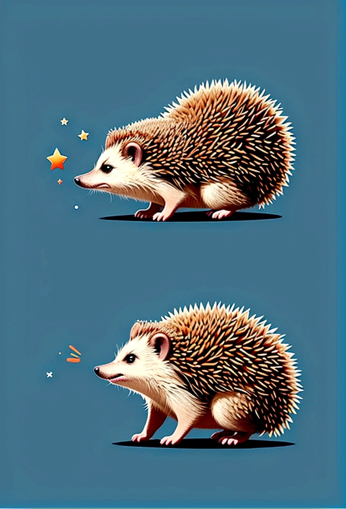 A hedgehog jumping in the air，Side view，Game UI asset design，Game 2D Icon，Logo，Skill Icon，Dark background，Basic Background