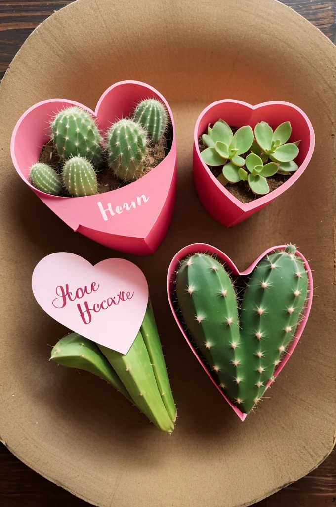 "Create a heart-shaped cactus label."