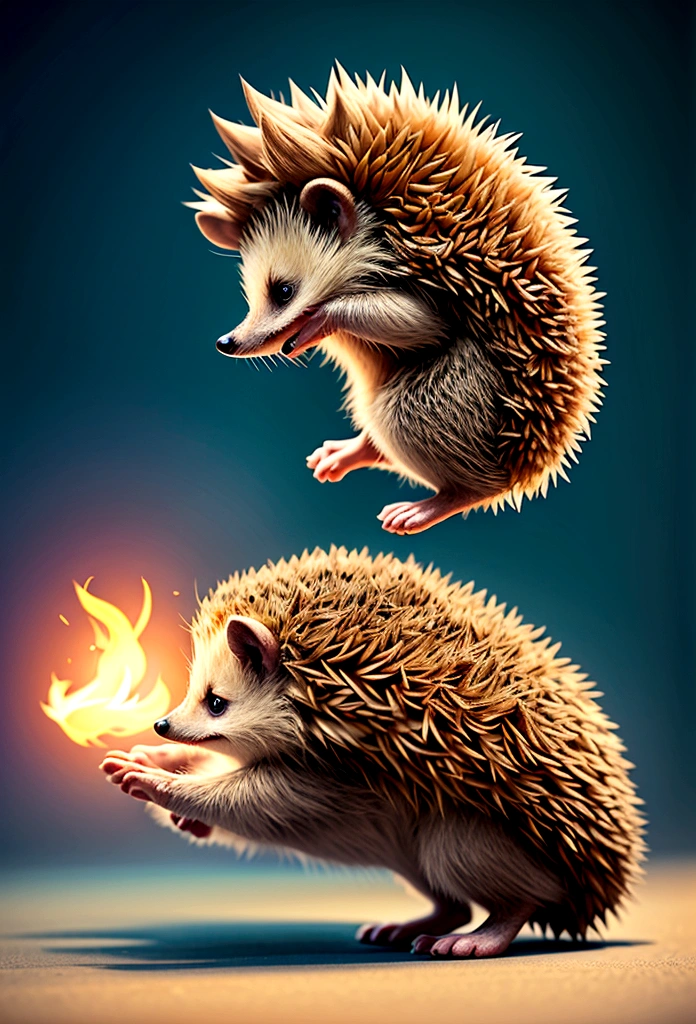 A hedgehog jumping in the air,Side view,Game UI asset design,Game 2D Icon,Logo,Skill Icon,Dark background,Basic Background