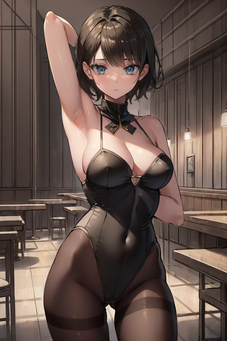 ((focus armpit)), One Girl、solo、short hair, ))、((pantyhose))、((Body stockings))、
Blake Cowboy Shot, View your viewers, 
break (Tabletop:1.2), Highest quality, High resolution, unity 8k wallpaper, (figure:0.8), (Beautiful attention to detail:1.6), Highly detailed face, Perfect lighting, Highly detailed CG, (Perfect hands, Perfect Anatomy),(((Onigiri made by armpit)))slender body,large breasts,restaurant