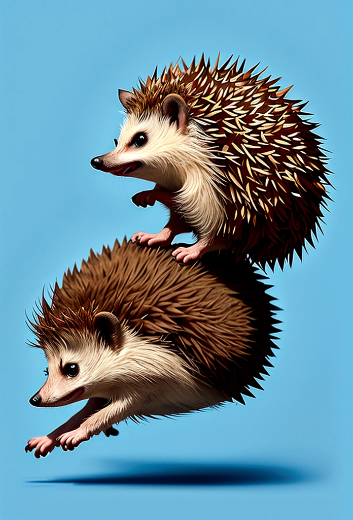 A hedgehog jumping in the air,Side view,Game UI asset design,Game 2D Icon,Logo,Skill Icon,Dark background,Basic Background