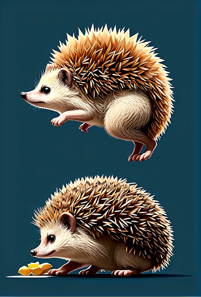 A hedgehog jumping in the air,Side view,Game UI asset design,Game 2D Icon,Logo,Skill Icon,Dark background,Basic Background