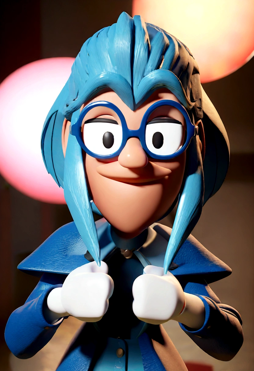 Cartoon character of a man in black glasses and blue shirt, an animated character, stylized character, animation style rendering, 3d stylized, Arnold Maya rendering, Stylized 3D rendering, toon render screenshot, 3d character, 3d character, Stylized 3D rendering, 3D character rendering, cartoon character, Personagem de close up, character posing, (Pixar-style) (master part:1.2) (bokeh) (best qualityer) (skin detailed) (detailed texture) (8K) (Argilla) (cinematic lighting) (sharp focus,Sit down and lift your upper body
