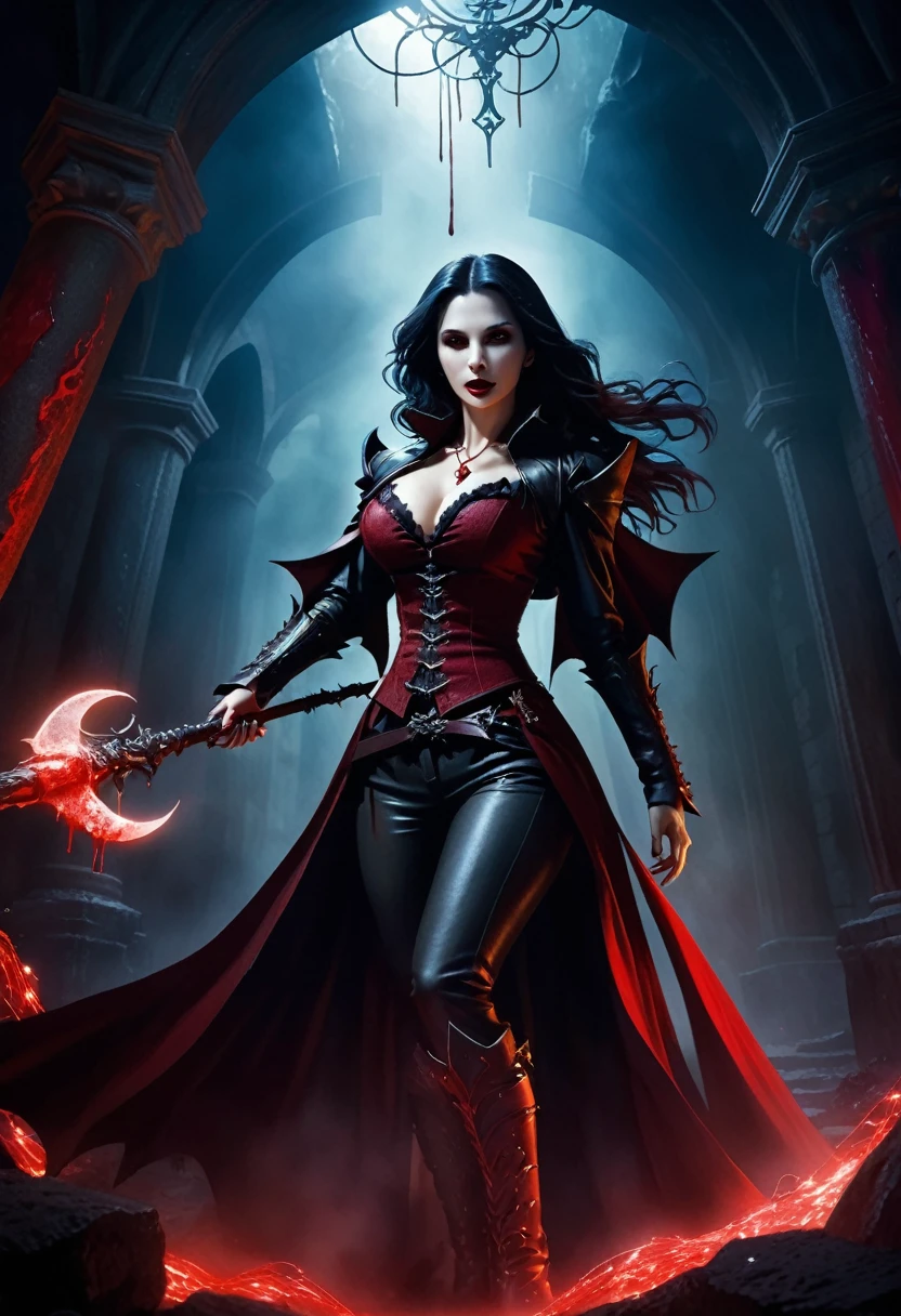 Illustrate the extraordinary abilities of vampires in a visually striking manner. Showcase elements like immortality, superhuman strength, and hypnotic charm. Create an engaging graphic that highlights the allure and power of vampires."