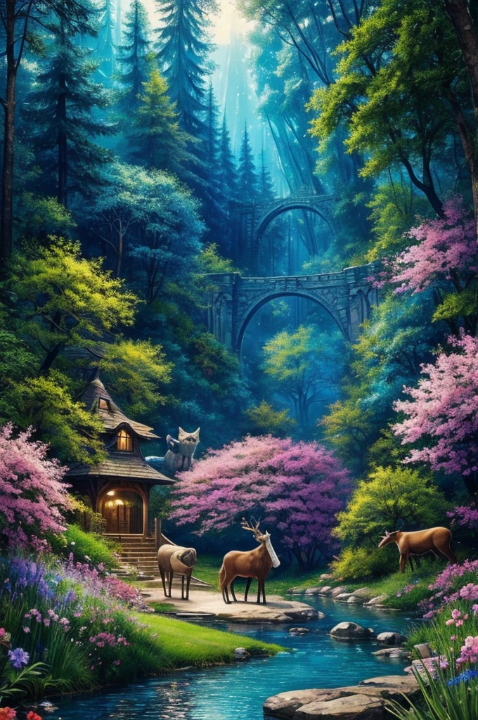 I want an image in the best possible resolution, beautiful, musical, that has animals, and magic