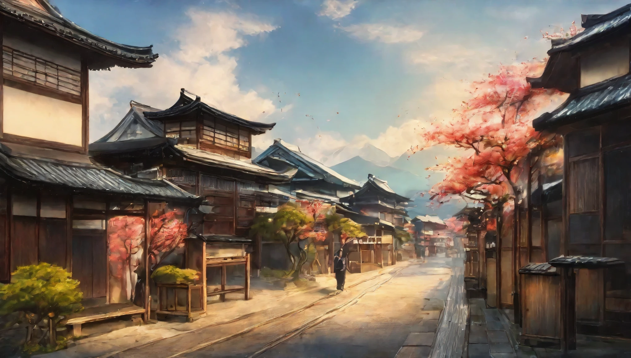 Old townscape of Japan, Showa Japan,Nostalgic Japan,Blur the background,Glitter effect,Highest quality, 8K, High resolution, masterpiece:1.2, Very detailed, Realistic:1.37, High resolution, 超High resolution, Ultra-fine painting, Very detailed, Professional, Vibrant colors