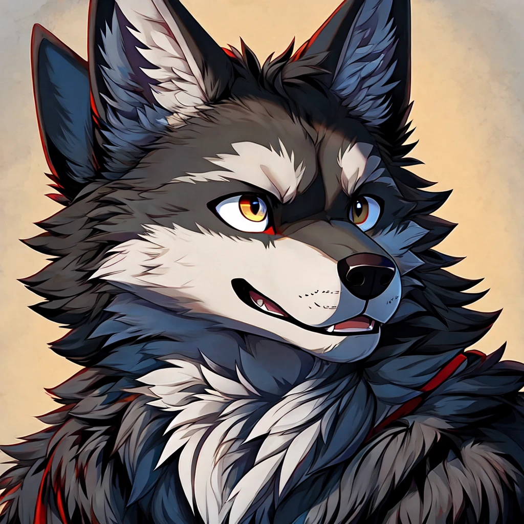 Canine, wolf, wolf male, Dark gray fur, Shadow wolf, furry art

