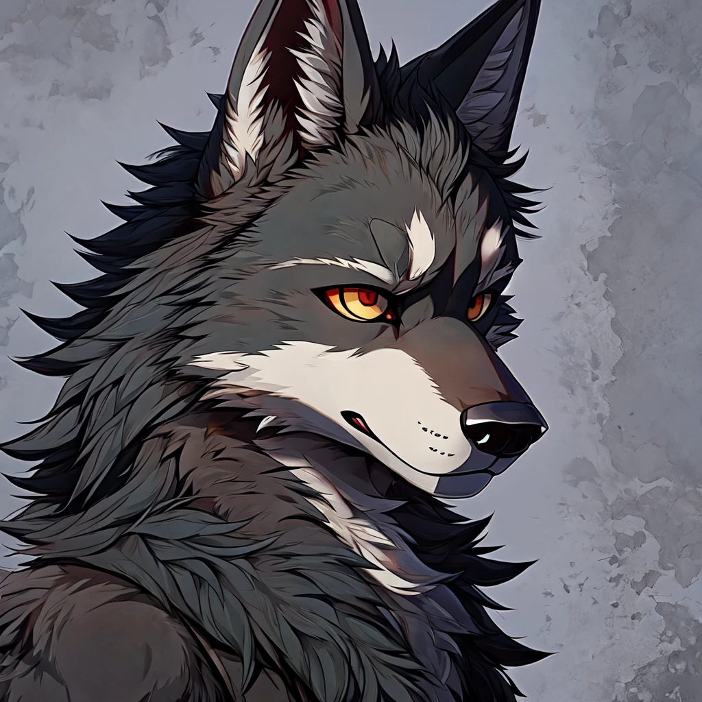 Canine, wolf, wolf male, Dark gray fur, Shadow wolf, furry art