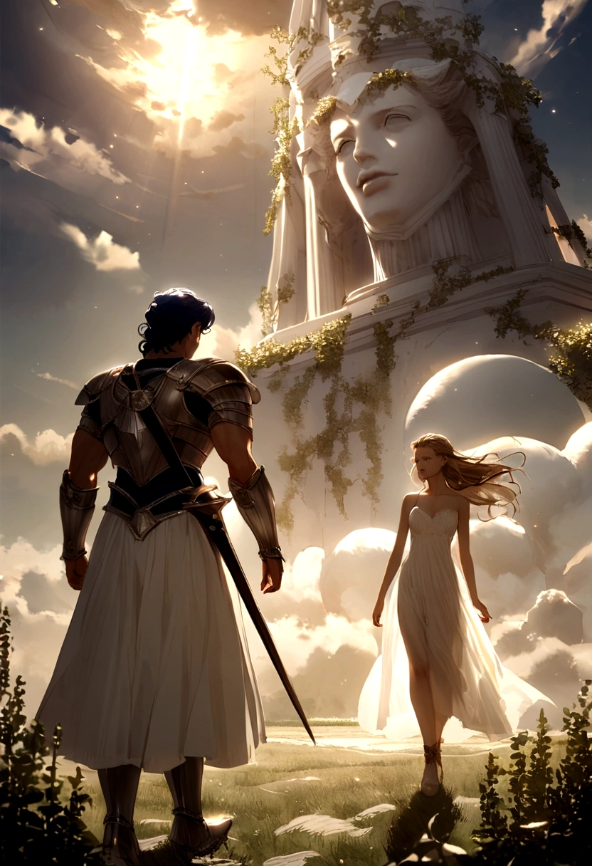 Saint Seiya: Orpheus on lyre in armor accompanied by Eurydice in the Elicean fields, with love sonatas for eternity 