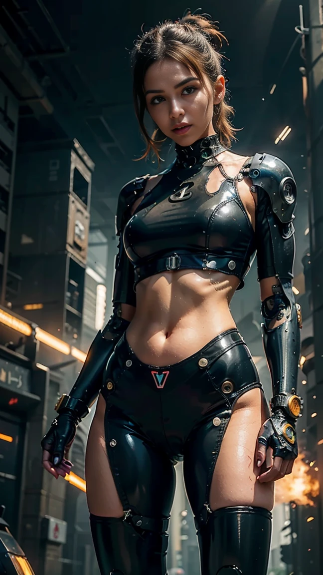 She wears a gaggy, tight-fitting latex, She is automatically tuned up and renewed, and has Ω and unknown destructive powers. There are weapons built into her body, which has become unknown. She became unknown when a virus caused a super high bug. She is a very rare being who has been infected with a computer virus from an unknown future and has gained inexplicable superdivine powers, she is a modified cyborg robot woman based on one woman.