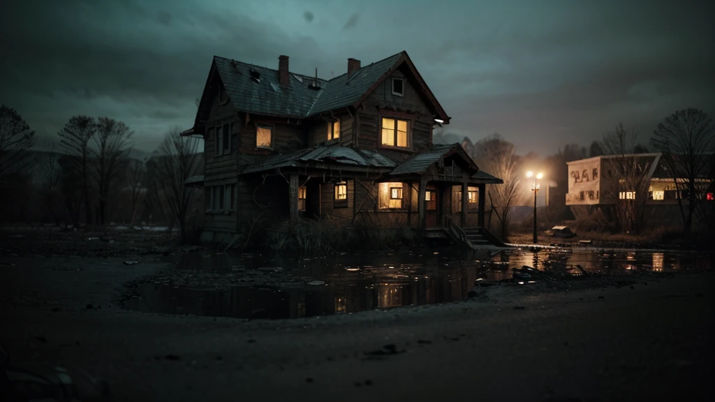 a boarded up house being inundated by a terrifying horde of zombies, ultra-detailed, (best quality,4k,8k,highres,masterpiece:1.2),ultra-detailed,(realistic,photorealistic,photo-realistic:1.37),horror,dark moody lighting,dramatic lighting,cinematic,dystopian,apocalyptic,detailed abandoned house,detailed rotting zombies,detailed zombie horde,haunting atmosphere,intense emotion,gritty realism,eerie,unsettling,grim