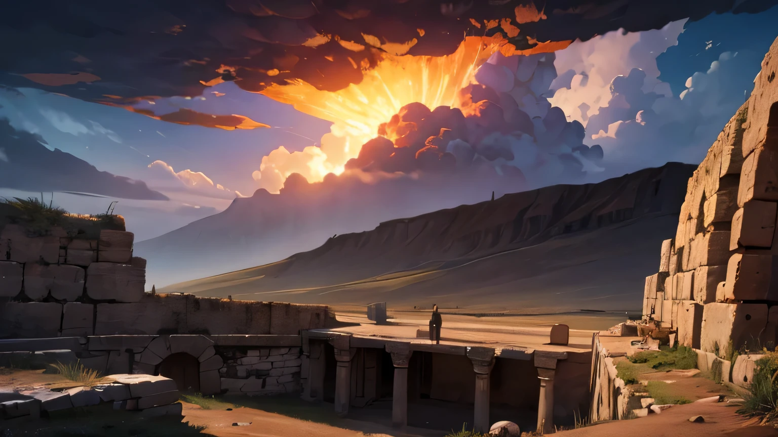 cloud made of darkness with dark shadows over ancient Israel, 4th century BC