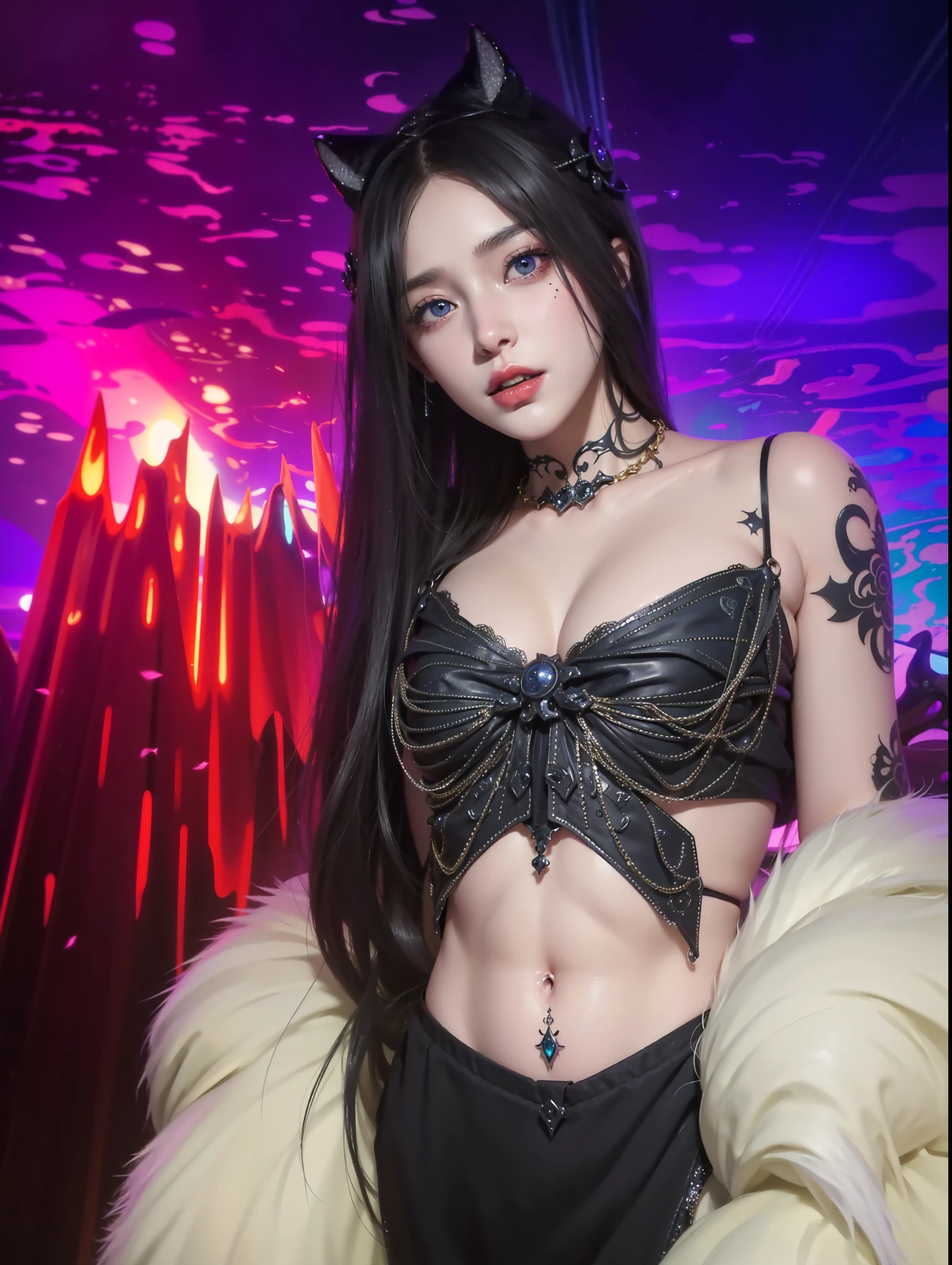 Detailed image quality，Pandora the Witch，wing, Succubus主题，堕落Angel，Excellent，scary，Secret Terror，Tentacles，With eyes，Uncanny Valley Effect，Beast Blood Moon，skeleton，vampire，Hellfire，Dark Queen，Angel，magician magic witch，16岁Angel，Eyes are blue(Pupils as deep as the starry sky)，Gorgeous tattoo designs all over the body，Succubus，Dark Queen，Gold Jewelry，Steel Silver Armor，Have a tattoo