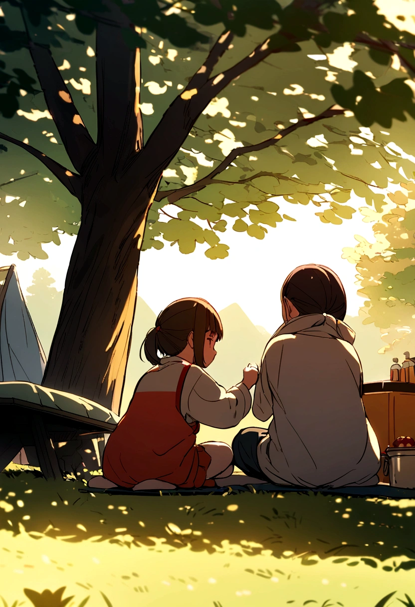 Japanese,Two children,Play at the campsite