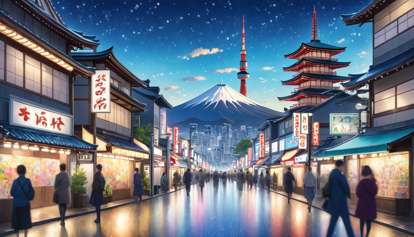Japan Showa cityscape, Showa Japan,Nostalgic Japan,Blur the background,Glitter effect,Highest quality, 8K, High resolution, masterpiece:1.2, Very detailed, Realistic:1.37, High resolution, 超High resolution, Ultra-fine painting, Very detailed, Professional, Vibrant colors
