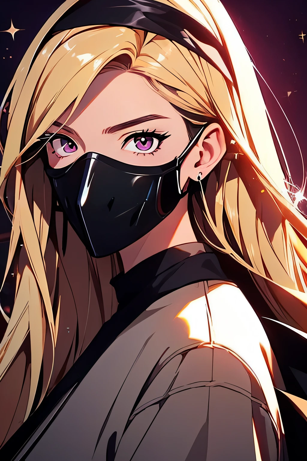 Yang Xiao Long, best qualityer)), ((Masterpiece artwork)), (highy detailed:1.3), a young woman with a mischievous and sexy expression, with bulky, wavyhair, With peach blonde bangs and purple eyes and voluminous lips, ((light-makeup, sparkly earrings, jewerly)), ((!!black bandana, Gas masks!!)), Nice anime art style, anime styling, anime illustration, beautiful anime art, illustration Anime style, Nice anime style, beautiful anime art, beautiful anime portrait, beautiful anime woman,  beautiful anime, boho chic | | very anime!!!, Digital anime illustration, yang xiao long face illustration, anime character art, highlight on woman&#39;s face and smiling

