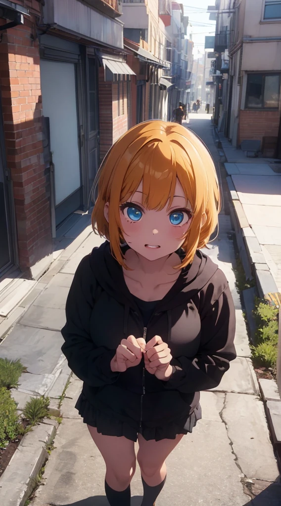 Hyperrealistic, anatomical, masterpiece, best illustration, very delicate and beautiful, very elaborate, RAW photo, alone, full body black robe, skin invisible, , full body photo of girl, actor, pointing here, wavy golden hair, short hair, disheveled hair, blue eyes, mouth closed, witch hat, white skin, thin body, huge, background is ruins of the city, (very detailed skin: 1.2), Fresh Blood Witch, 8k UHD, DSLR, Soft Lighting, High Quality, Film Particles, Fujifilm XT3, +++ Top Quality, High Detail, Anime Coloring Game CG Contrapost hiqcgbody++ Faint Lips, UC: Real and Cute Anime Face Cinematic Angle Girl Front Single Focus Dynamic Pose, Miraculous Moment, Fantastic Visual Depiction, professional effect, 13age, beautgirl, girl, big,