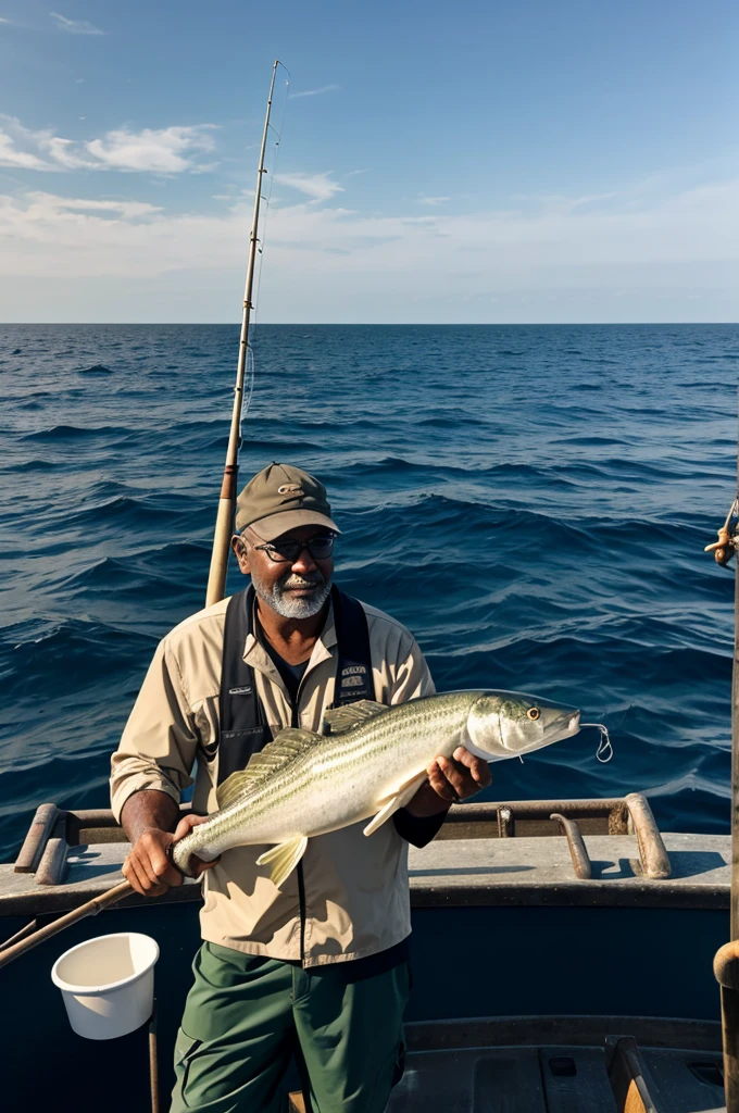 Image of a fisherman at sea