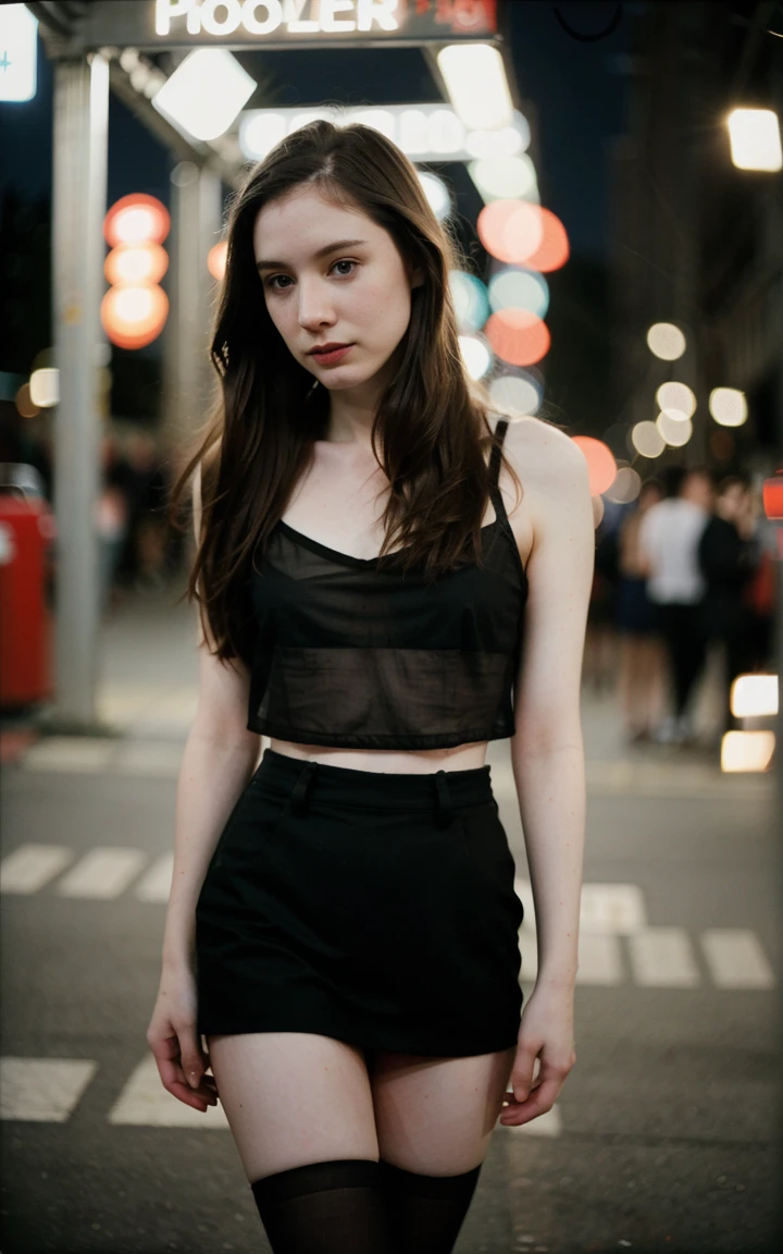 polaroid photo, night photo, photo of 24 y.o beautiful woman, pale skin, bokeh, motion blur