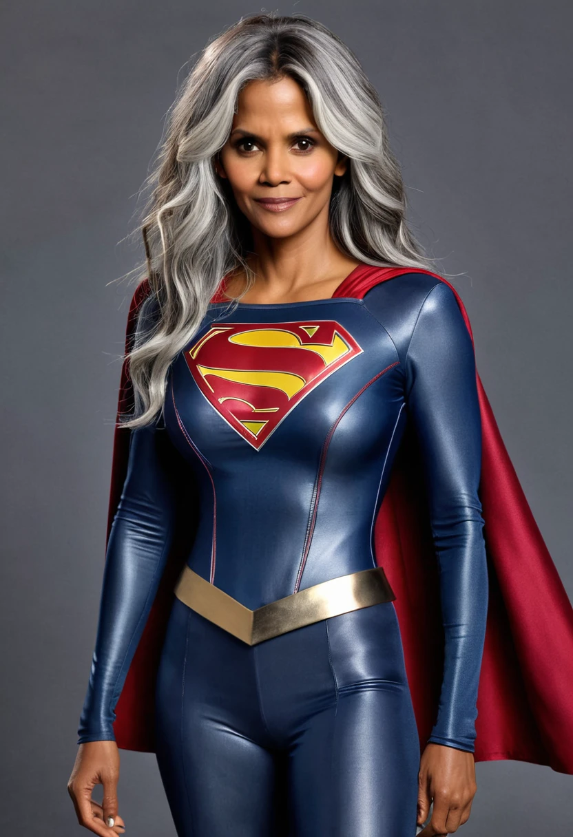 Halle Berry 1984 Supergirl movie costume (((long Grey hair)))