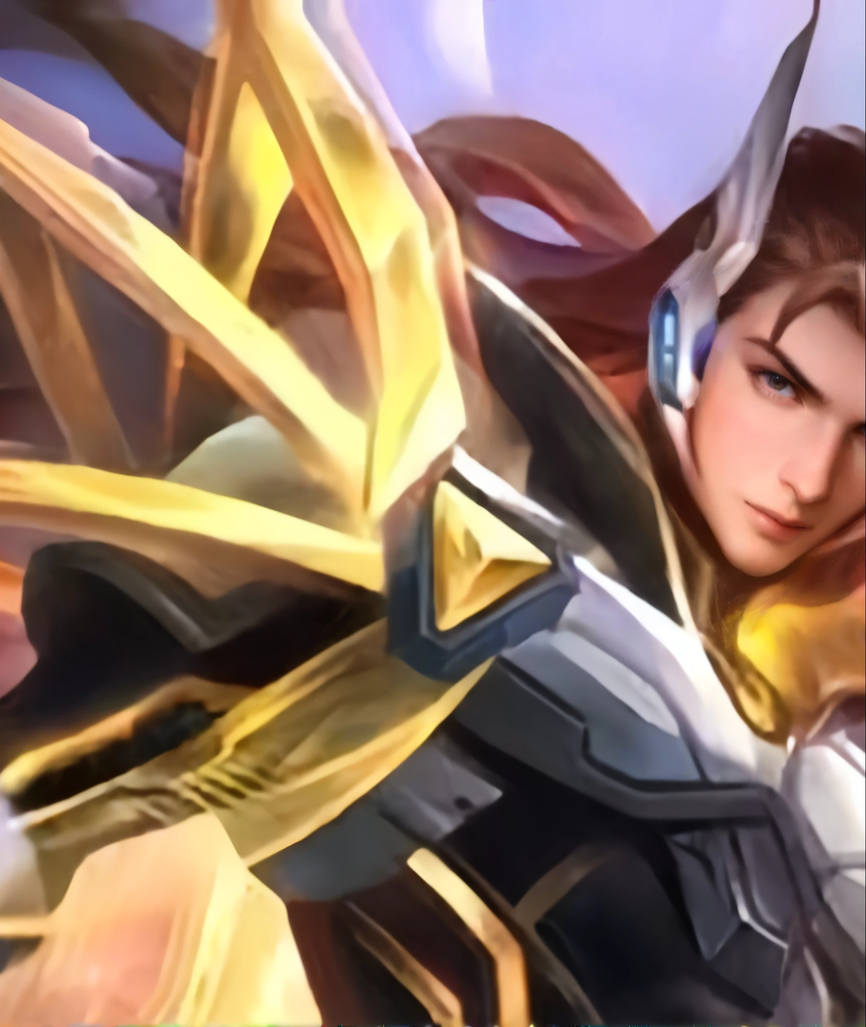 masculine male, masterpiece, ((perfect eyes)) best quality, (semirealism:1.9), beautiful lighting, (extremely detailed CG unity 4k fhd wallpaper), High Detail, Sharp focus, dramatic outdoors, 1 boy ,19 years old, brown hair, light purpel eyes, smile.