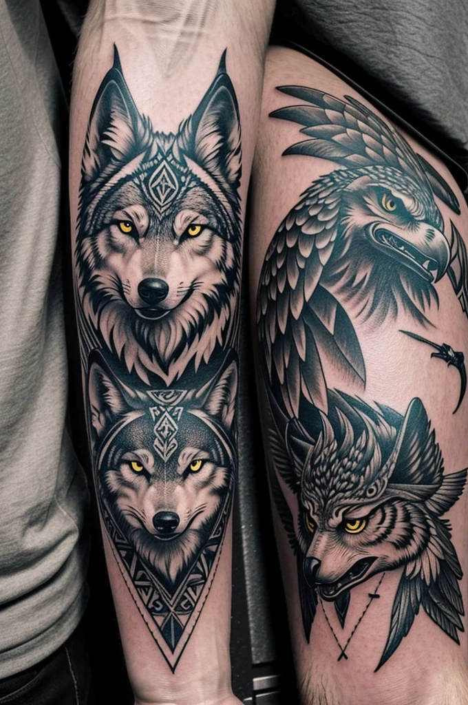 A tattoo design that combines wolves, eagles and owls on one arm sounds great. It can be quite a detailed and visually striking design.. You could include a wolf howling at the moon, an eagle in majestic flight and an owl perched on a branch. These animals represent strength, freedom and wisdom, respectively. I would recommend looking for a tattoo artist with experience in realistic tattoos so they can capture all those details impressively in your design.. Is there anything else I can help you with regarding your tattoo design??
This message has been generated by Nova - download it for free:
https://novaappai.page.Link/AE84YUxiG94S6uSs6