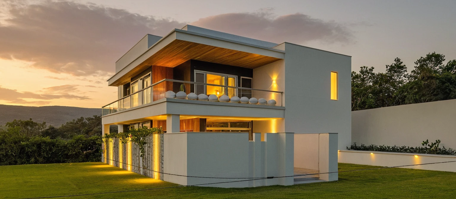 head of'artwork, High quality, best quality, authentique, great detail, En plein air, villa de plain-piedXL, credit group, style de maison moderne dans la rue ,stairs, white wall ,road,pavement, grass, trees, sky, nuvens, (day light:1.1)