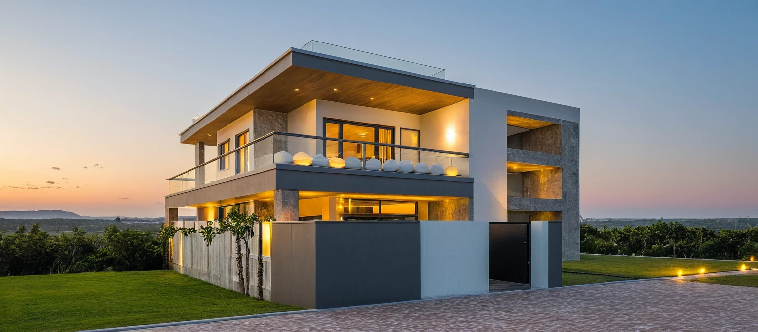 head of'artwork, High quality, best quality, authentique, great detail, En plein air, villa de plain-piedXL, credit group, style de maison moderne dans la rue ,stairs, white wall ,road,pavement, grass, trees, sky, nuvens, (day light:1.1)