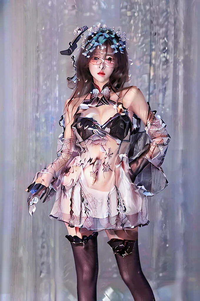 (masterpiece:1.3), (8K, Photorealistic, Original Photography, Top image quality: 1.4), Japanese female high school students、(Feel free to hairstyle:1.2)、Cleavage:1.2、Super detail face、Eye for detail、Double eyelids、Hold your head high and your chest high、Clear focus:1.2、pretty Woman:1.4、Light brown hair、Top quality、masterpiece、Ultra-high resolution、(Photorealistic:1.4)、Highly detailed and professional lighting smile、Loose, lightweight knitwear、Shoulder abduction、slim、Serious facial expression、short hair、Fatal position,Huge breasts,High heel,Available in white