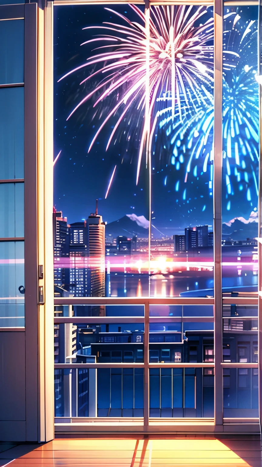 I can see the fireworks from the window in my room.