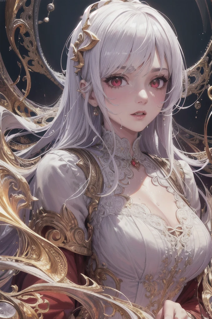 (masterpiece, top quality, best quality, official art, beautiful and aesthetic:1.2), (1girl:1.3), (fractal art:1.3),absurd, masterpiece, best quality, realistic, hyper-detailed, (shiny skin, sweaty:1.4), looking at viewer, slender, 1girl, solo, white sneakers, white miniskirt, straight long hair, princess cut, purple hair, red eyes, (thick thighs:0.5), dynamic lighting, high resolution, sharp focus, depth of field, small breasts,vampire, masterpiece, best quality, ultra-detailed, illustration, ultra-detailed face, best quality face, evil, 30 years old, adult, 1girl, 30 years old, no human, white hair, alchemy outfit, intricate detailed outfit, sexy pose, glowing red dress