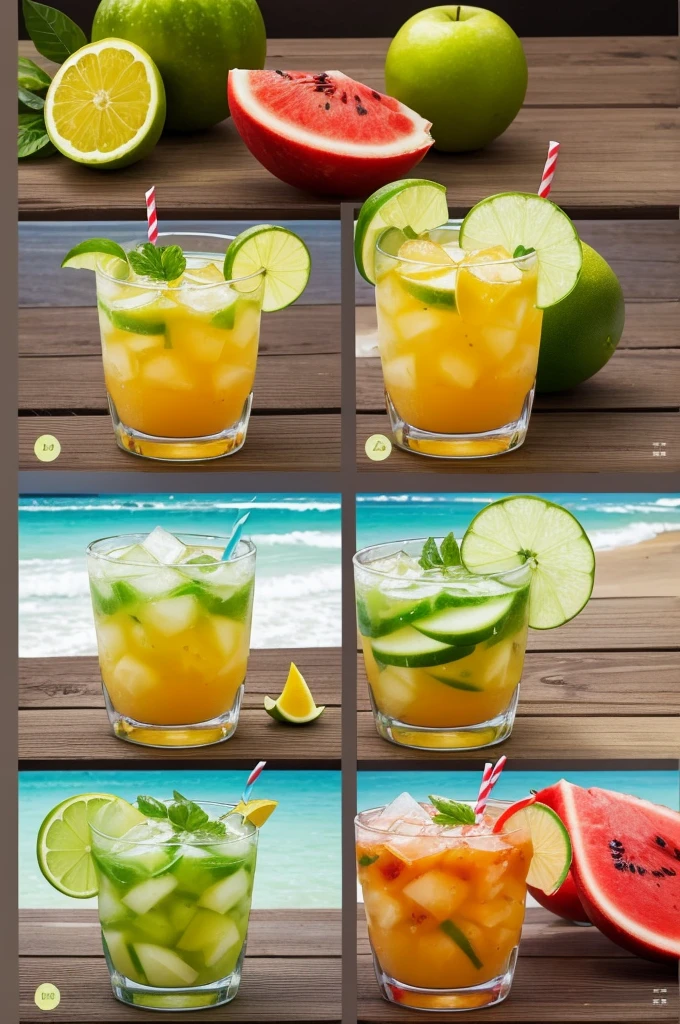 Create a menu with a list of these drinks Caipivodka Chevette Brasília yellow Boballoo Energy Drinks:
Watermelon Passion Fruit Açaí with coconut Green Apple Traditional