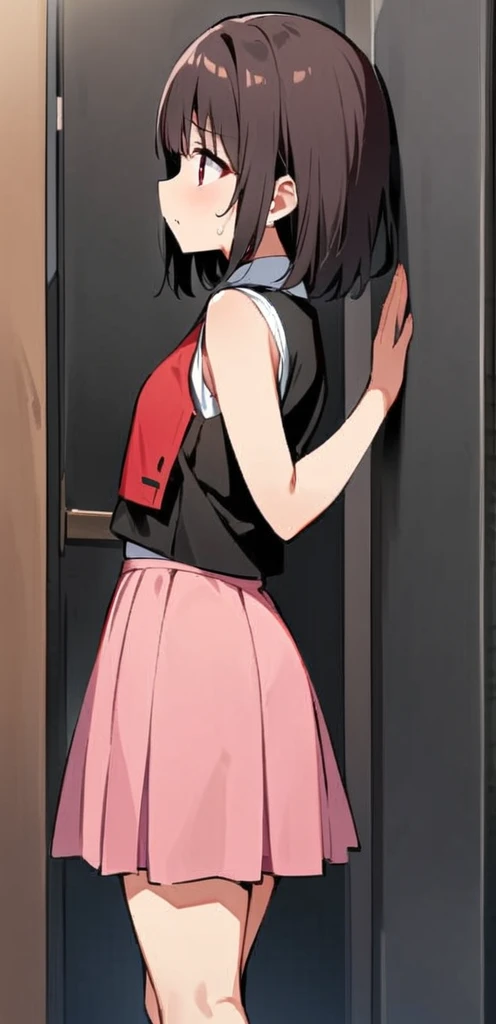 (Masterpiece, Best Quality:1.2), 1 girl, Alone,standing_to divide,
Yuuki Mikan, wide, without negro sleeveless short vest,pink skirt,negro