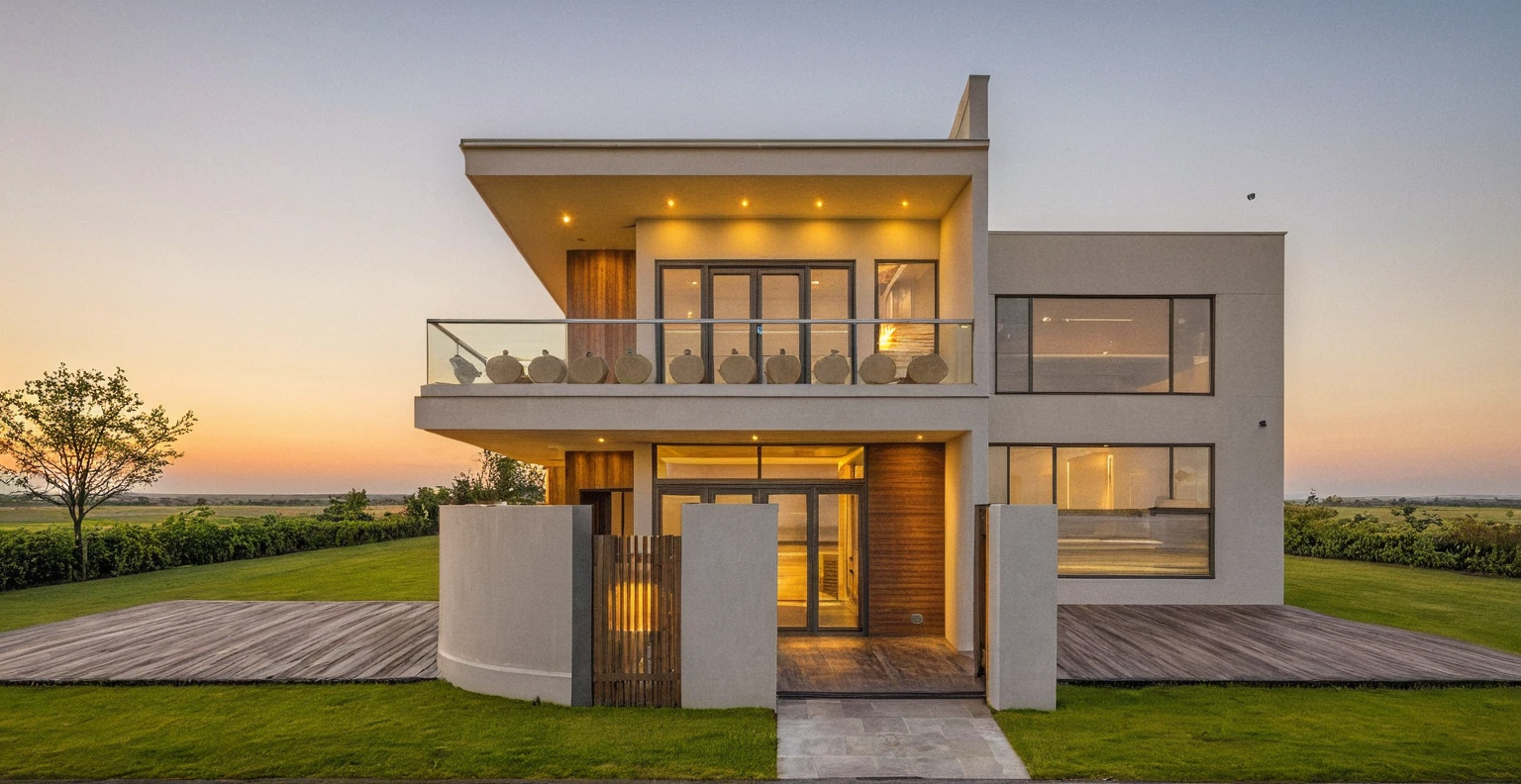 head of'artwork, High quality, best quality, authentique, great detail, En plein air, villa de plain-piedXL, credit group, style de maison moderne dans la rue ,stairs, white wall ,road,pavement, grass, trees, sky, nuvens, (day light:1.1)
